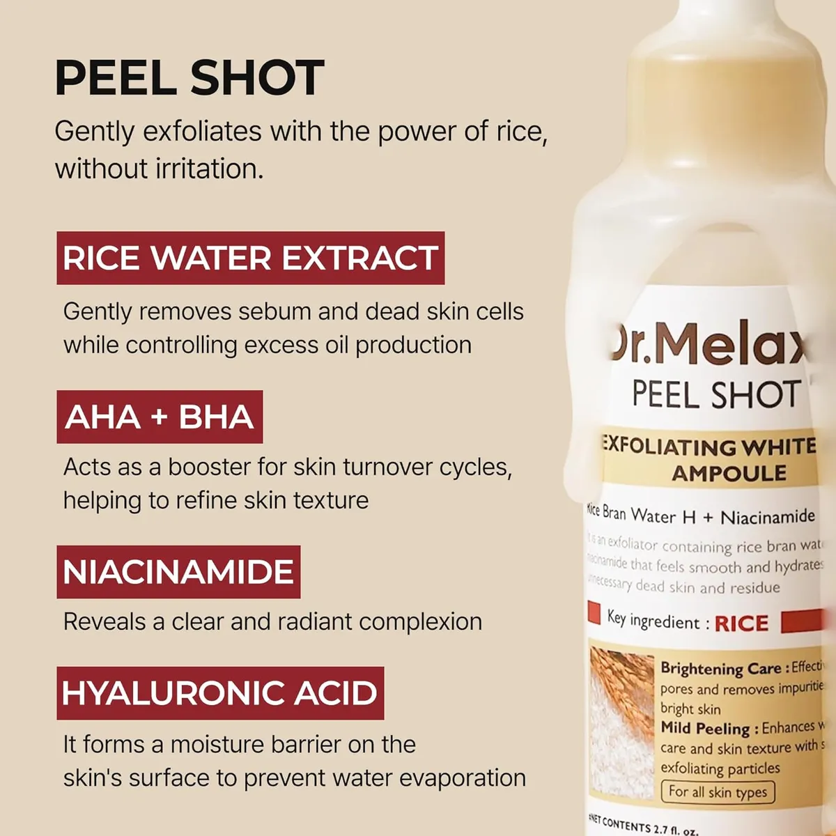 Dr.Melaxin Peel Shot Glow Rice Peeling Ampoule 80ml