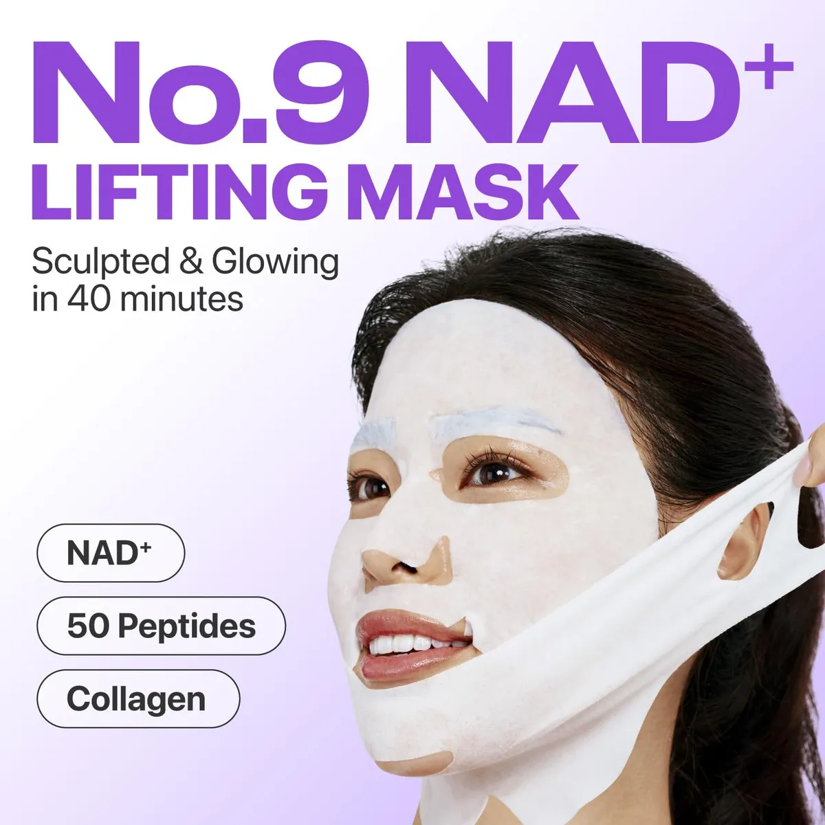 Numbuzin No.9 NAD Bio Lifting-sil Full Face Mask - 20ml Top & 28ml - Bottom (1 box - 4 Mask)