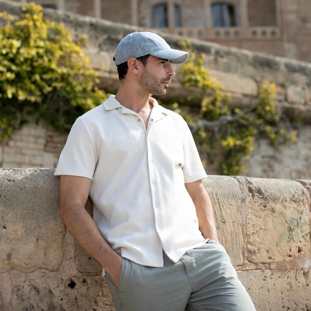 Blue Melange-Linen Hat