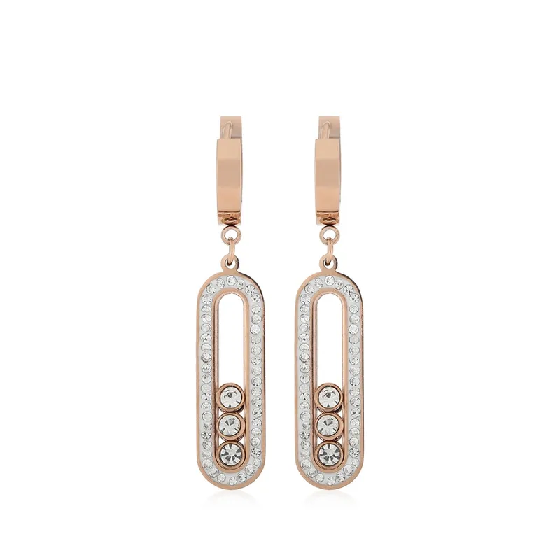 Three Diamond Earrings - Rose Gold