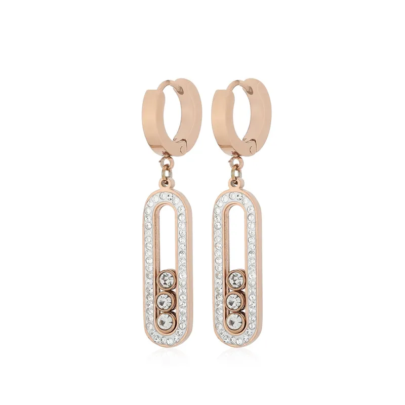 Three Diamond Earrings - Rose Gold