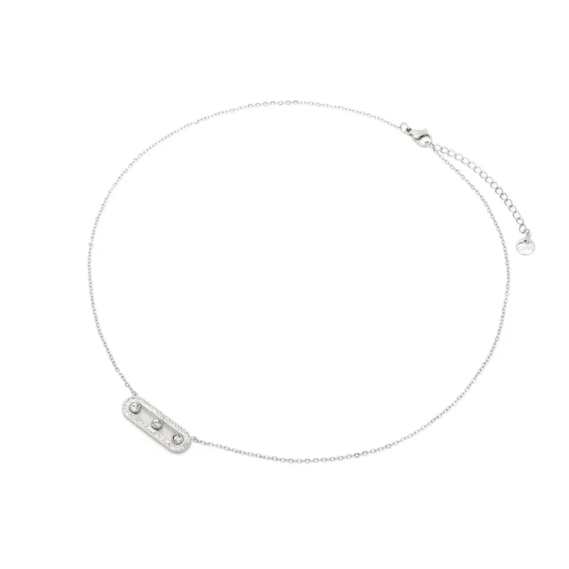 Three Diamond Necklace -Silver 
