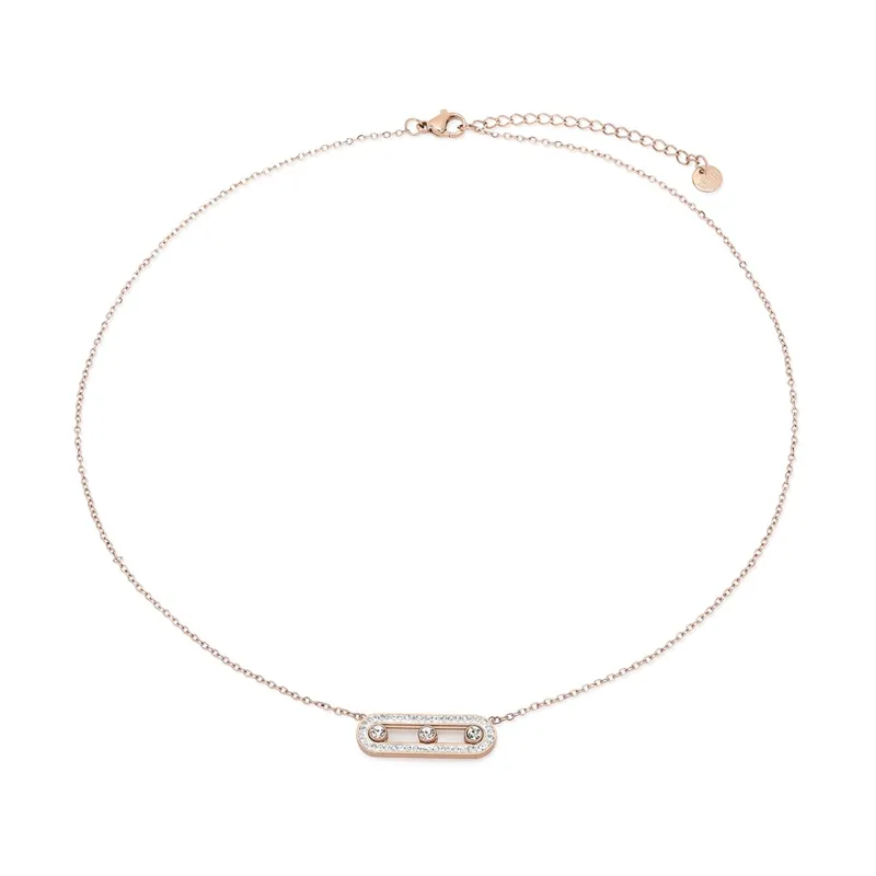 Three Diamond Necklace - Rose Gold