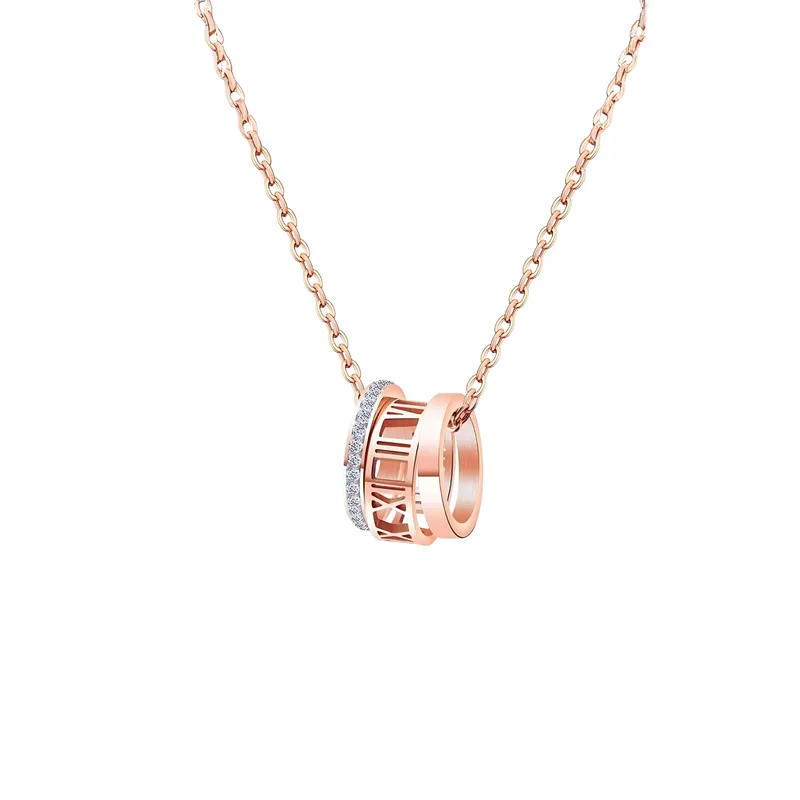 Three Ring Necklace - Rose Gold