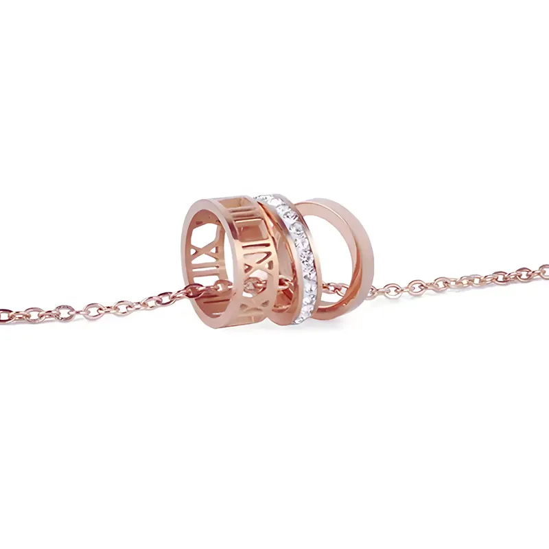 Three Ring Necklace - Rose Gold
