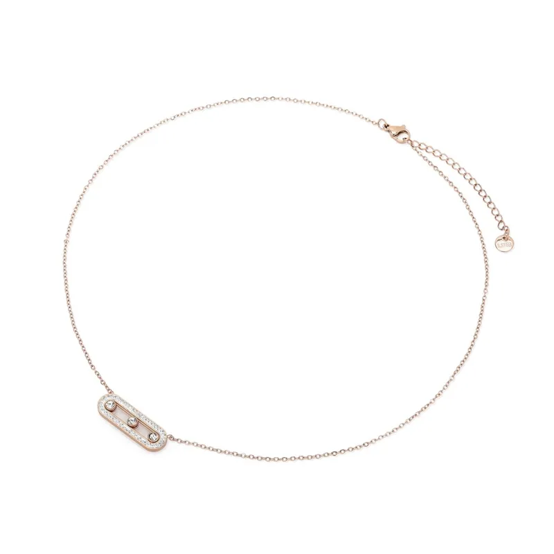 Three Diamond Necklace - Rose Gold