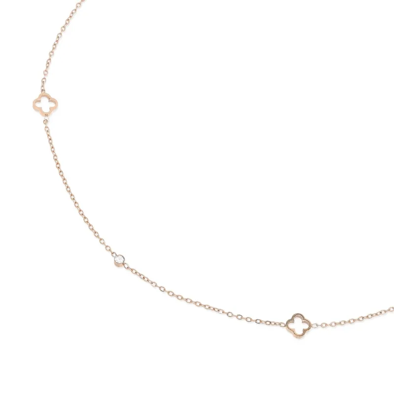 Clover Flower Necklace - Rose Gold