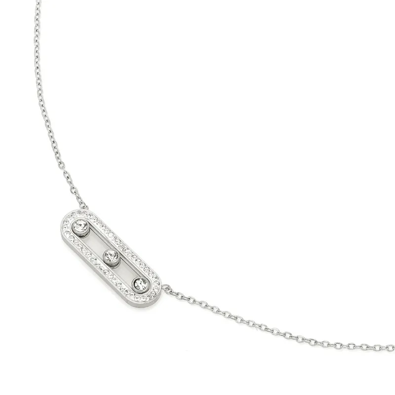 Three Diamond Necklace -Silver 