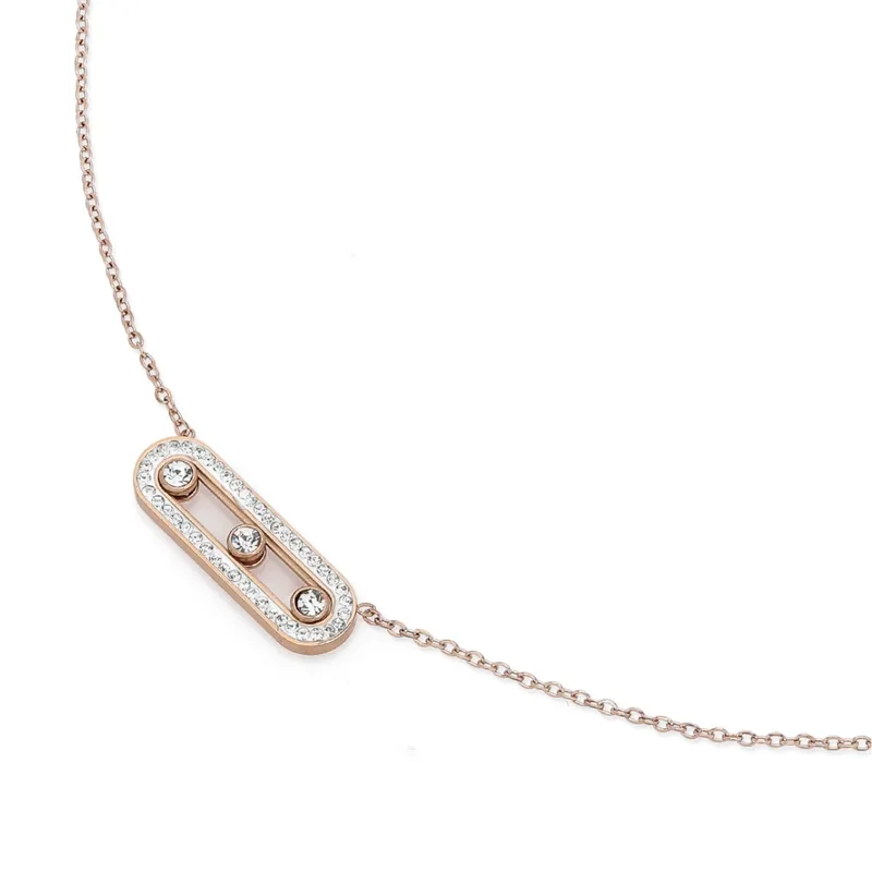 Three Diamond Necklace - Rose Gold