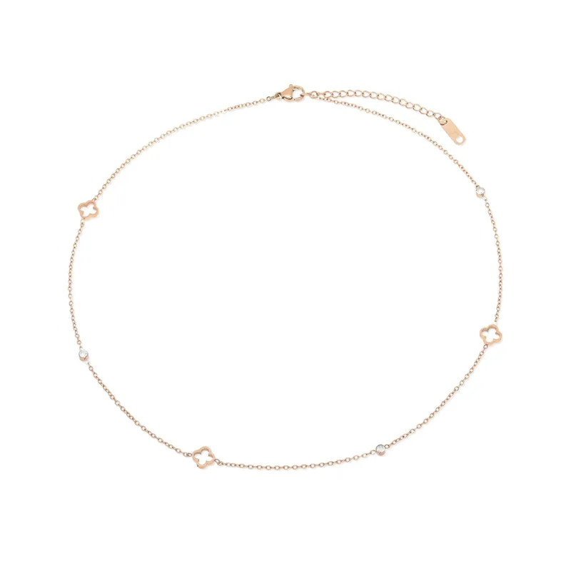 Clover Flower Necklace - Rose Gold