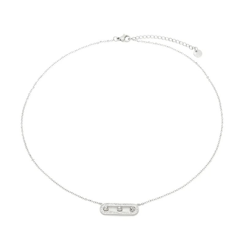 Three Diamond Necklace -Silver 