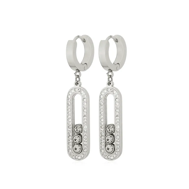 Three Diamond Earrings - Silver