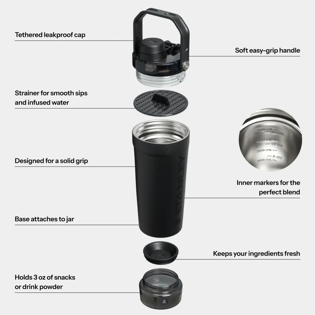 The Activate Shaker Bottle | 20 OZ - Black 2.0