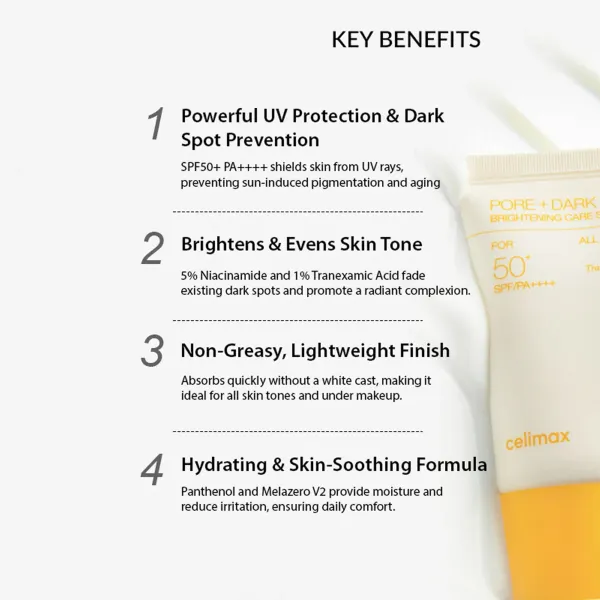 Celimax Pore+Dark Spot Brightening Care Sunscreen 50+SPF/PA+++ 50ml