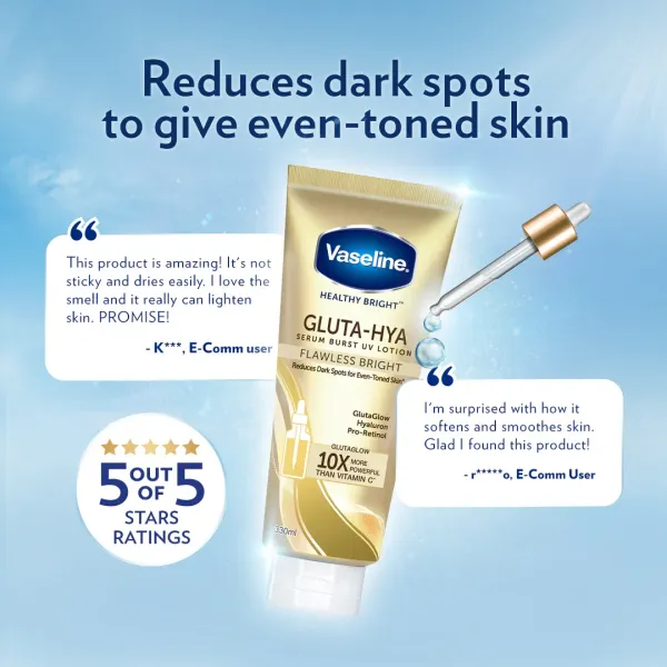 Vaseline Gluta-Hya Serum Burst UV Lotion Flawless Glow - 330ml