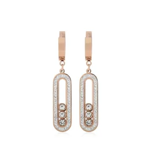 Three Diamond Earrings - Rose Gold