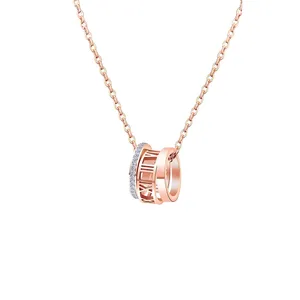Three Ring Necklace - Rose Gold