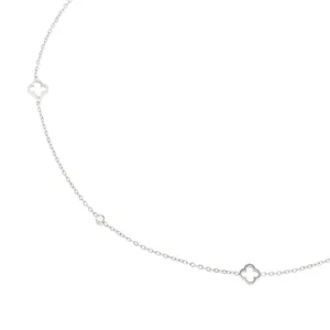 Clover Flower Necklace - Silver