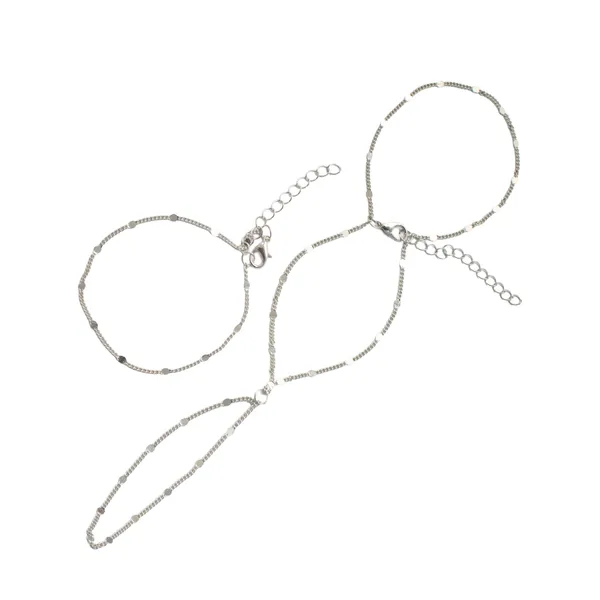 Finger Ring Hand Chain  - Silver